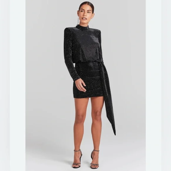 nadine merabi black mini dress Edie Black Beaded Mini Dress